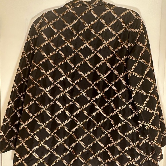 Vintage Painted Pony Cream and Black Geometric Jacket with Open Front Made USA - Picture 3 of 6